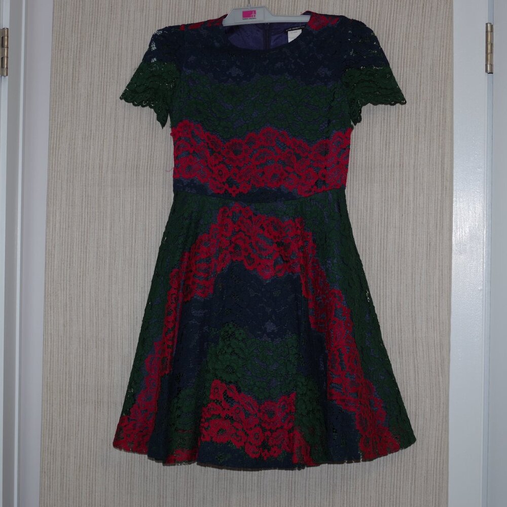david charles dress lace green red girl Christmas Formal dress Size:11Y